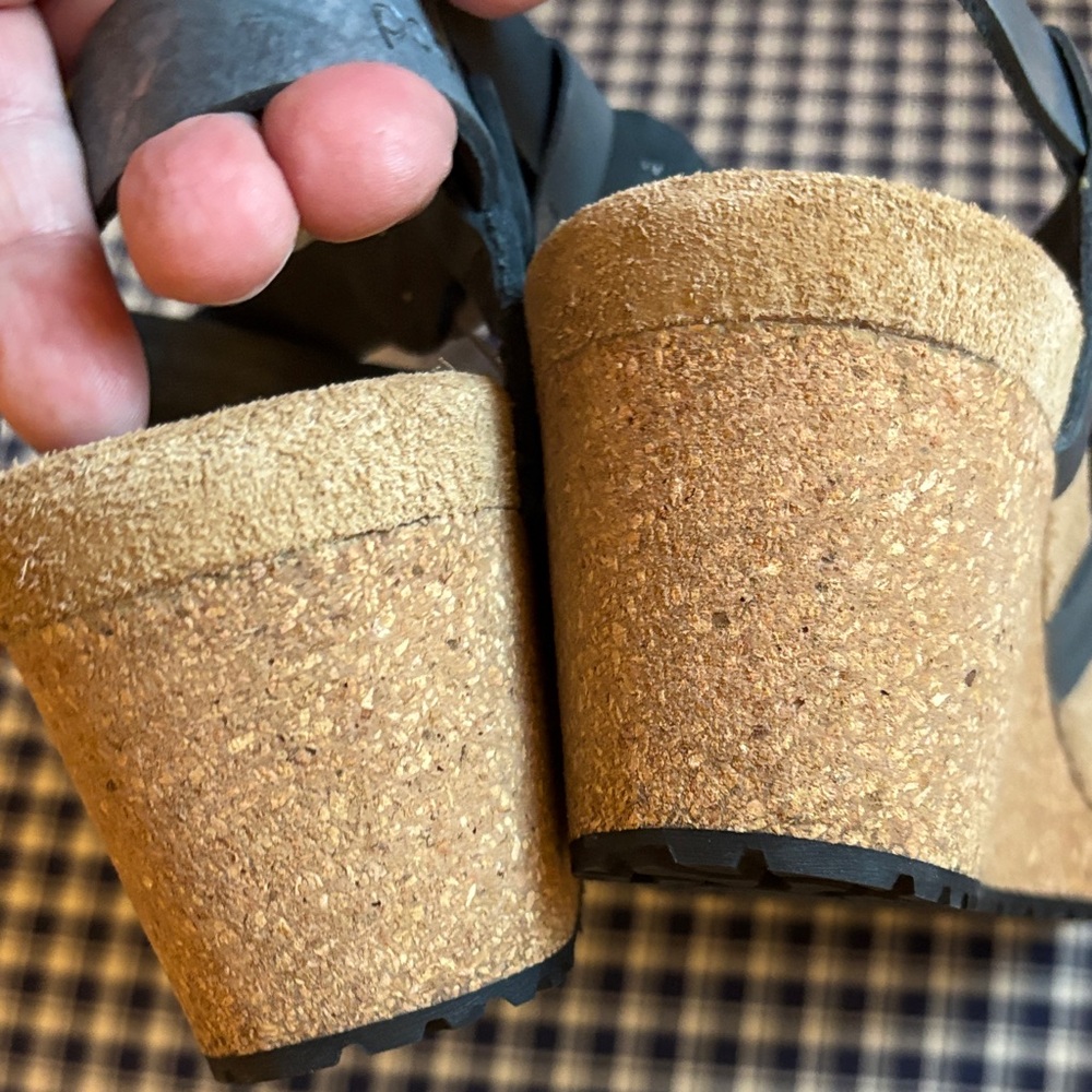 Birkenstocks papillio Women's Gray and Brown Wedge Sandals - Picture 6 of 7